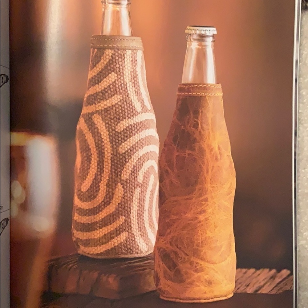 Myra leather zip up beer bottle holder koozie